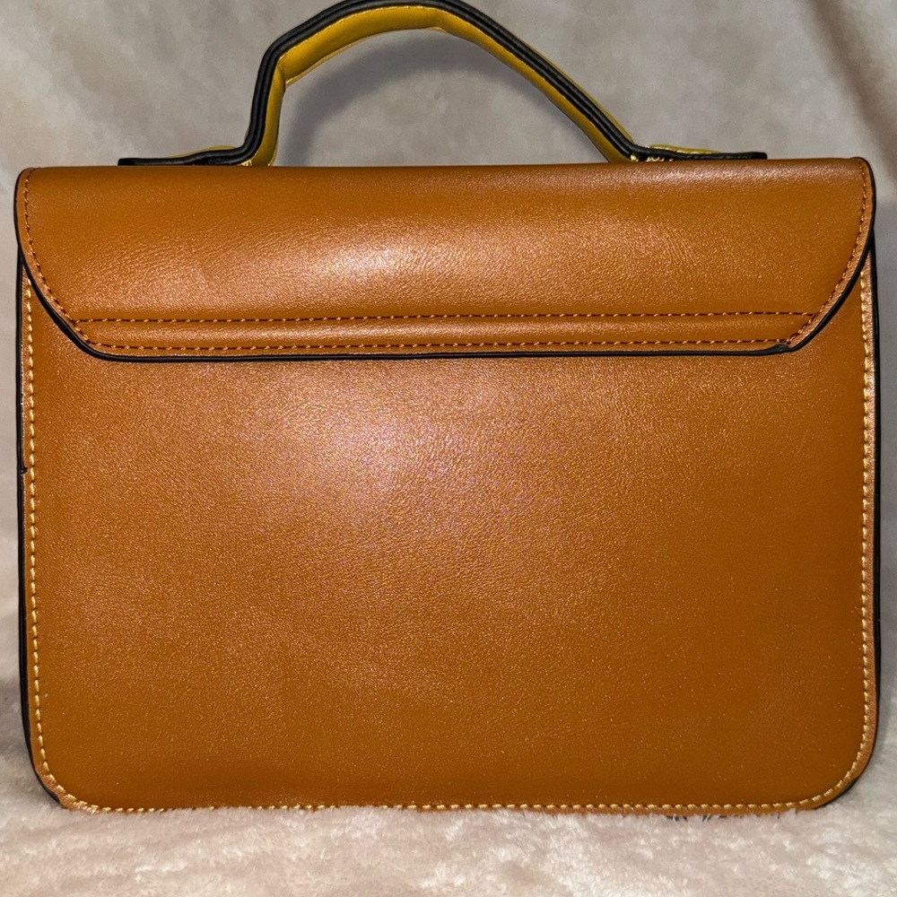 Vintage Banned Retro Mini Messenger Handbag Satchel Toffee & Sunshine Yellow EUC - Picture 2 of 15